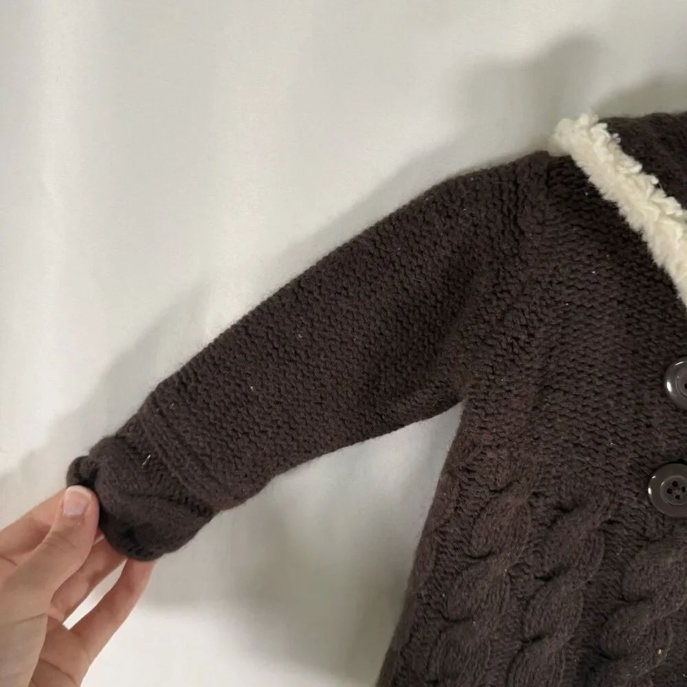 Janie and Jack Sweater Jacket Baby 6-12 Months Brown Knit Lambs Wool Cashmere Bl